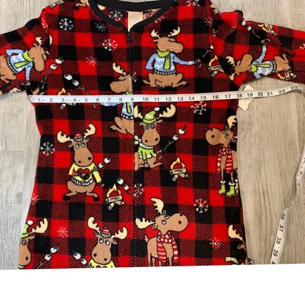 NWT Trap door flannel red/black checked moose sleeper sz S
